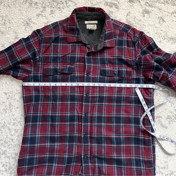 LL Bean Men’s Plaid Shacket Shirt Jacket Fleece Lined Outdoor Purple Blue Large - Picture 7 of 8